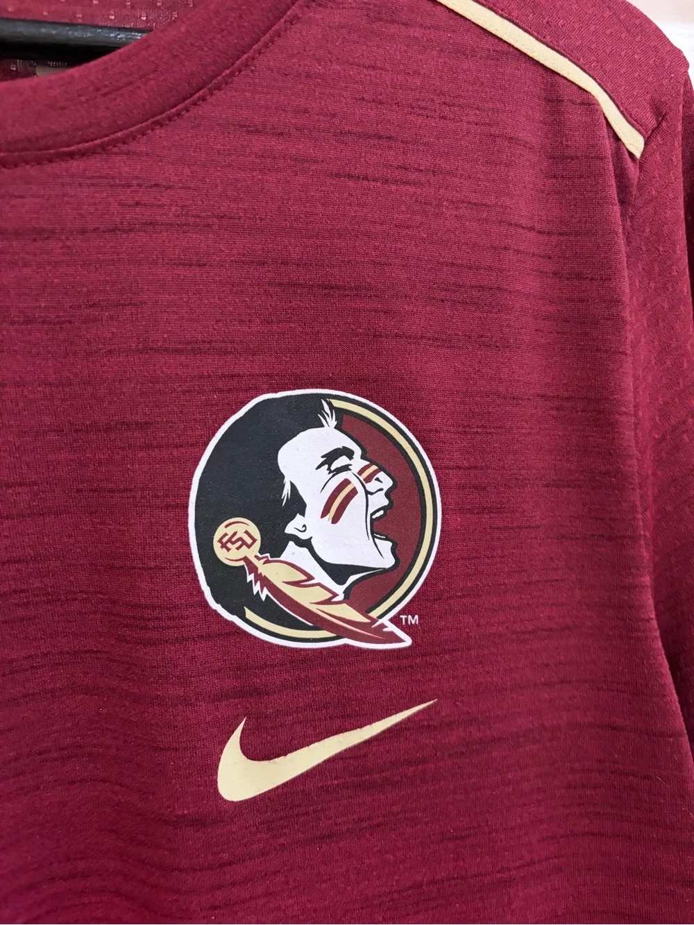 Nike Maroon and Gold Long Sleeve Performance Top